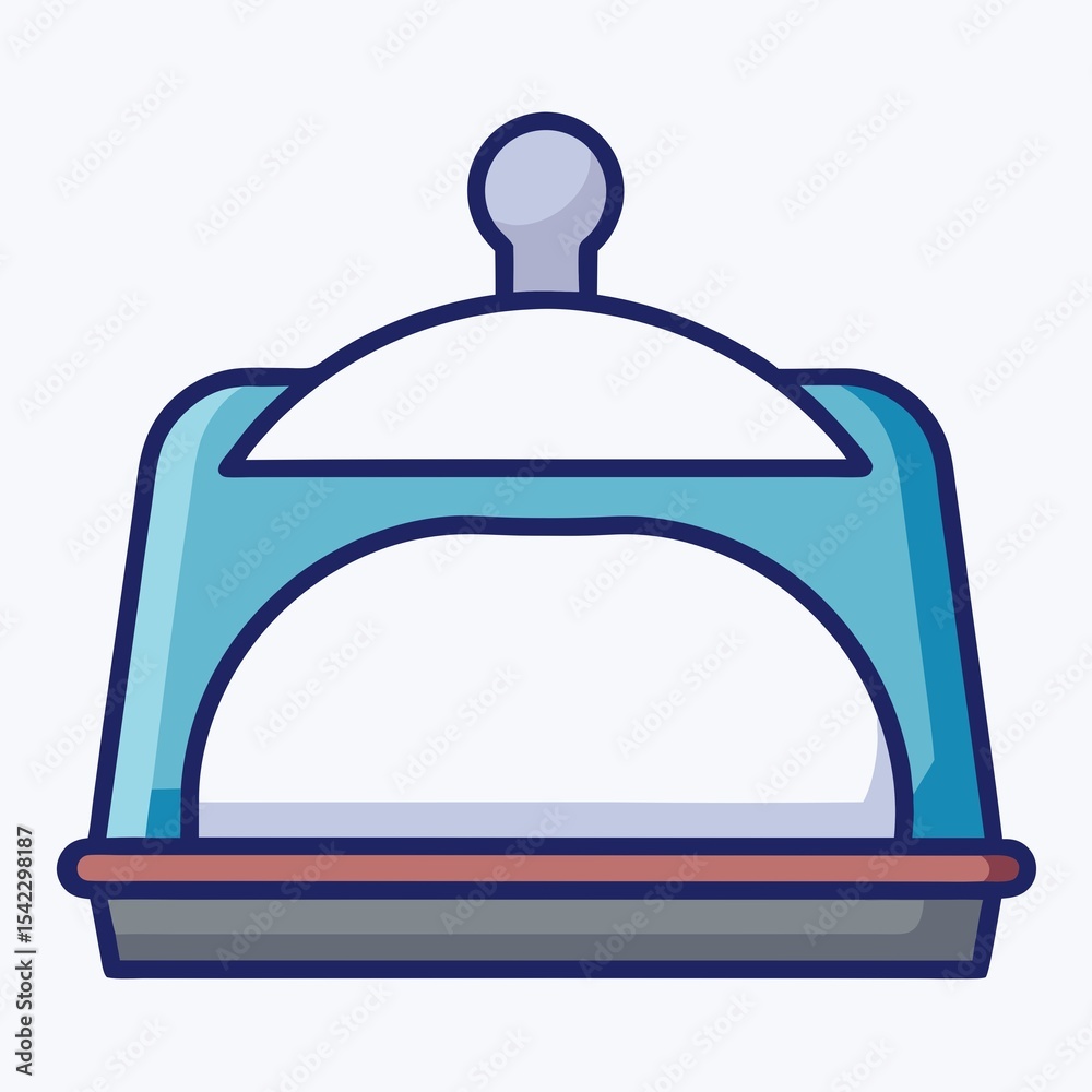 Obraz premium Cake stand with dome cover illustration for kitchen and bakery equipment on white background