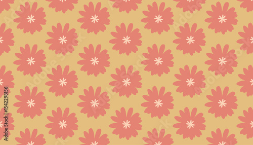 Repeating floral pattern in soft peach and tan color scheme for textile design