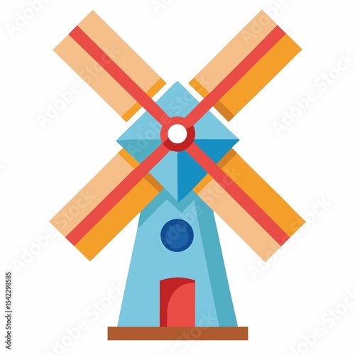 Windmill illustration clip art graphic design farm agriculture renewable energy on white background