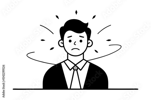 Stressed Businessman Head In Hands Sketch