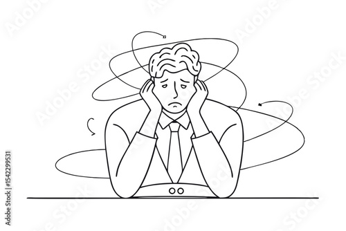 Businessman Stress Line Illustration