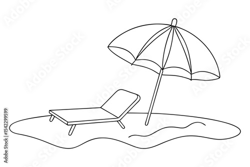 Sunbed And Shade Vector Illustration