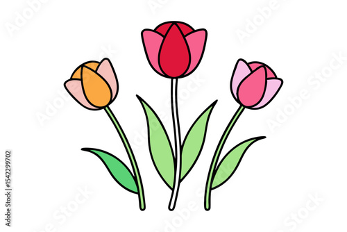 Spring Tulips Vector Sketch