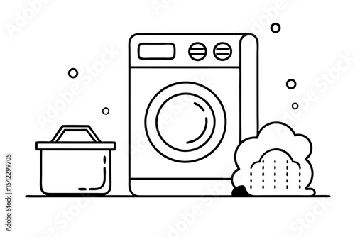Hamper And Washer Line Illustration