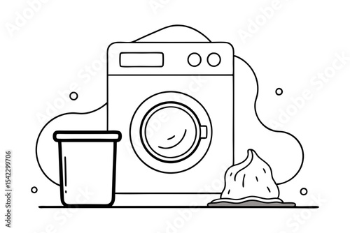 Clothes Washing Machine Vector Drawing