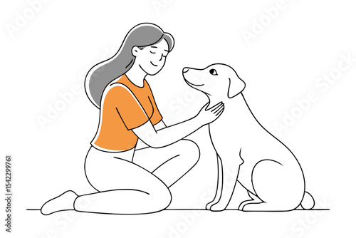 Pet Love Illustration Woman And Dog