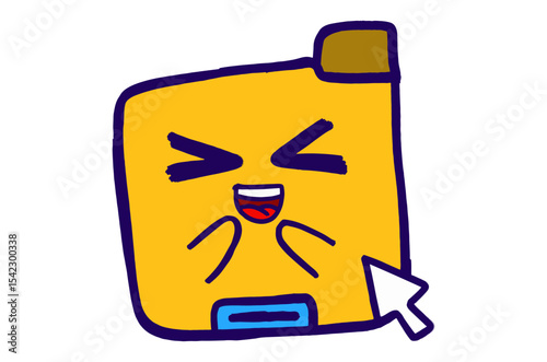 Cute Folder Icon Mascot Stickers With Blush Expression