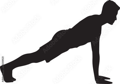 Silhouette of a person performing push up exercise for fitness and strength training