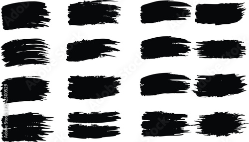 Adobe Illustrator Artwork set of grunge black paint, ink brush strokes. brush collection isolated on white background. Trendy brush stroke for black ink paint,grunge backdrop, dirt banner,watercolor d