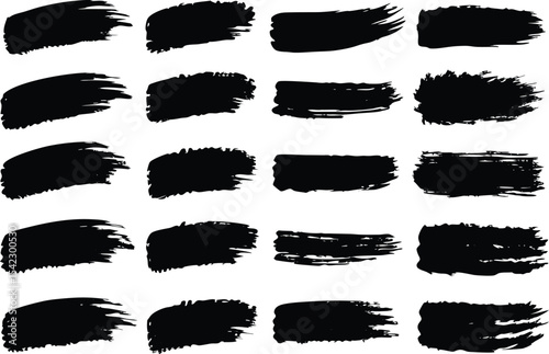 Adobe Illustrator Artwork set of grunge black paint, ink brush strokes. brush collection isolated on white background. Trendy brush stroke for black ink paint,grunge backdrop, dirt banner,watercolor d