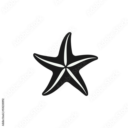Starfish icon vector in black and white color on white background.