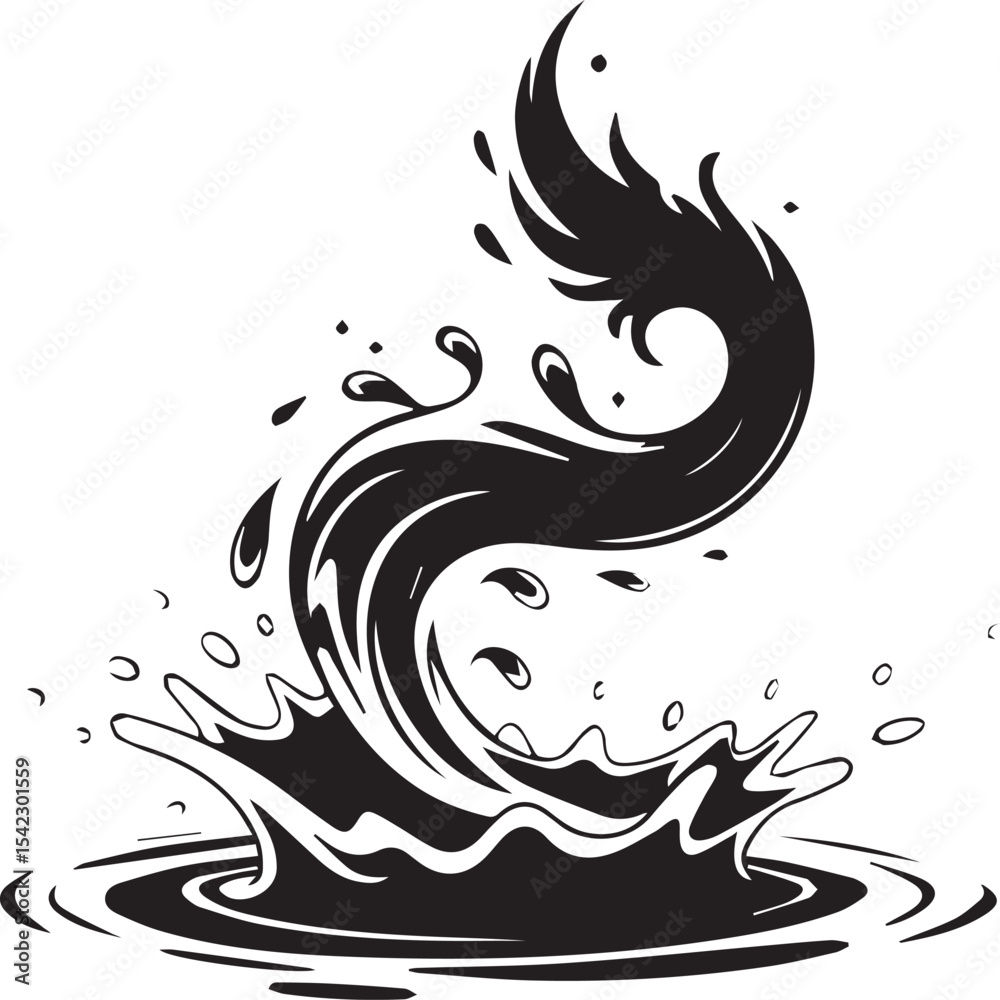 Obraz premium Elegant black and white water splash design representing fluidity and movement for creative projects