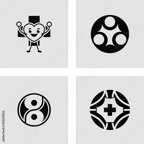 Healthcare and Wellness Symbol Icons A Collection of Modern Medical and Community Designs