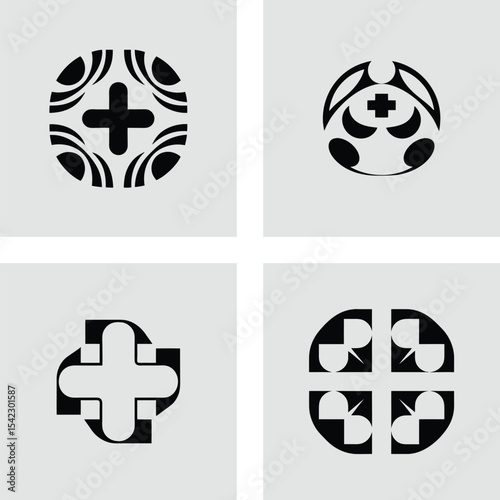 Medical Cross Symbol Abstract Healthcare Logo Designs