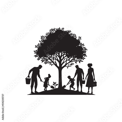 family planting a tree Vector (2).eps