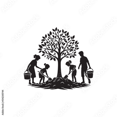 family planting a tree Vector (1).eps