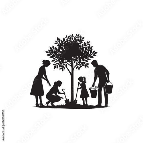 family planting a tree Vector (3).eps