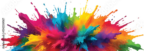 Multicolor powder explosion on White background. Colored cloud. Colorful dust explode. Paint Holi. colorful rainbow Holi paint color powder explosion with bright colors isolated white background. 

