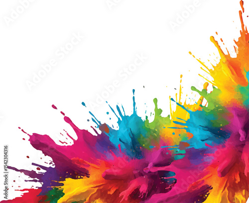 Multicolor powder explosion on White background. Colored cloud. Colorful dust explode. Paint Holi. colorful rainbow Holi paint color powder explosion with bright colors isolated white background. 
