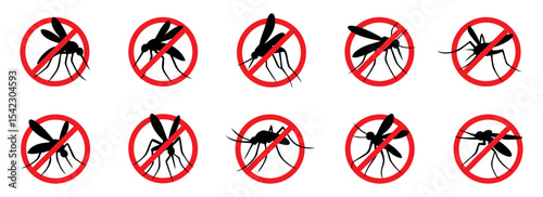 Set of illustrations Parasitic disease without mosquito. Stop mosquito. On white background.