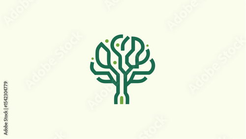 AI Brain Tree Line Art