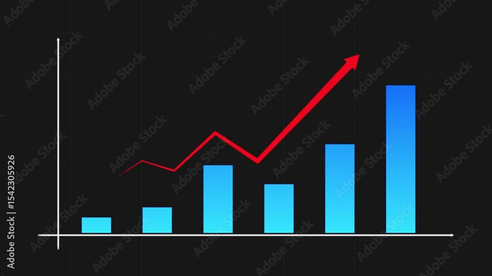 Bar graph, line chart, visual representation of data, column diagram visualization, dark black color background