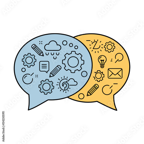 Creative thinking and problem solving concept with speech bubbles representing ideas and solutions