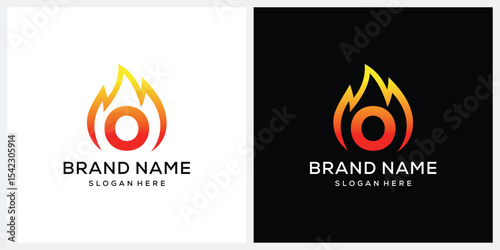 Initial letter O fire flame logo design vector template 