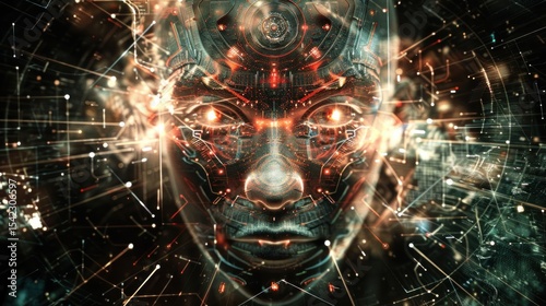 Futuristic digital face