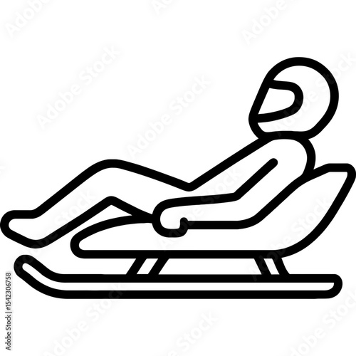 Luge sled outline icon vector
