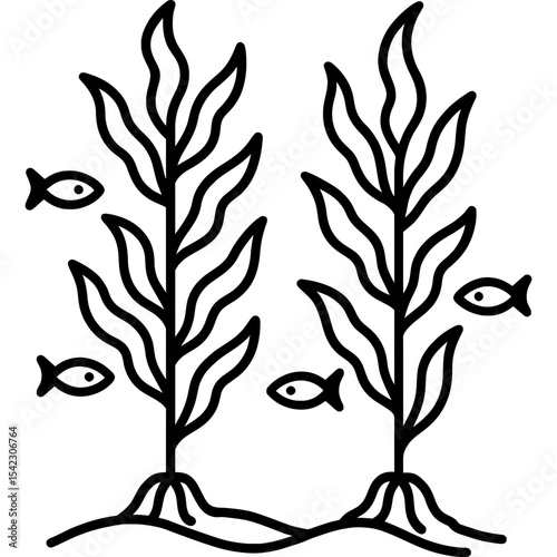 Marine kelp forest outline icon vector