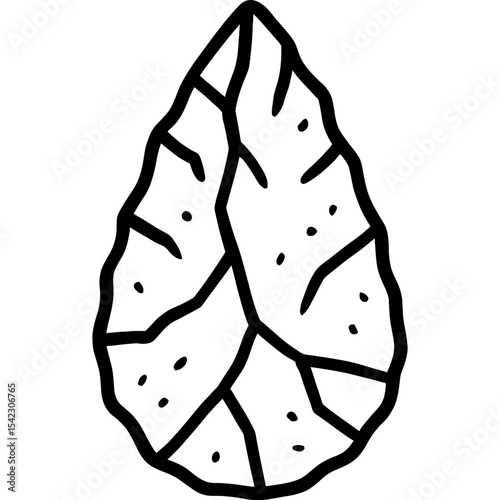 Minimal stone tool icon in black outline