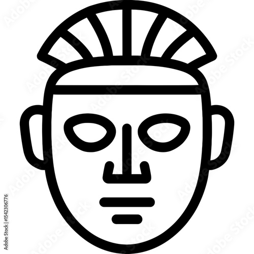 Minimalistic outline of ceremonial mask icon