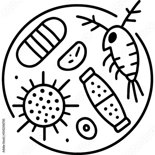 Marine plankton outline icon vector