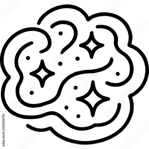 Nebula outline icon vector of swirling cosmic cloud with stars