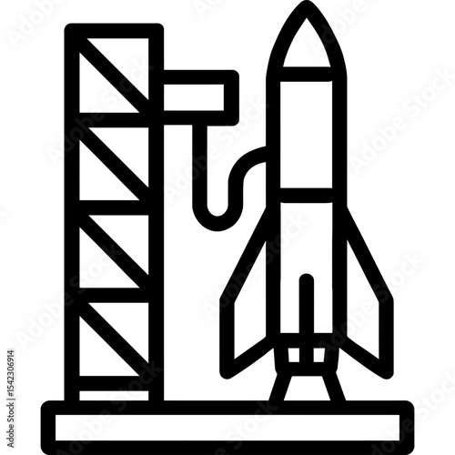 Rocket launch pad outline icon vector