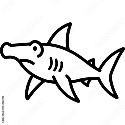 Hammerhead shark outline icon vector