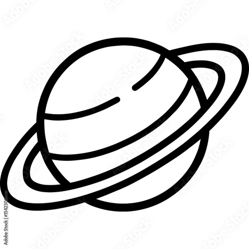 Saturn planet with rings outline icon vector