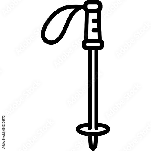 Ski pole outline icon vector