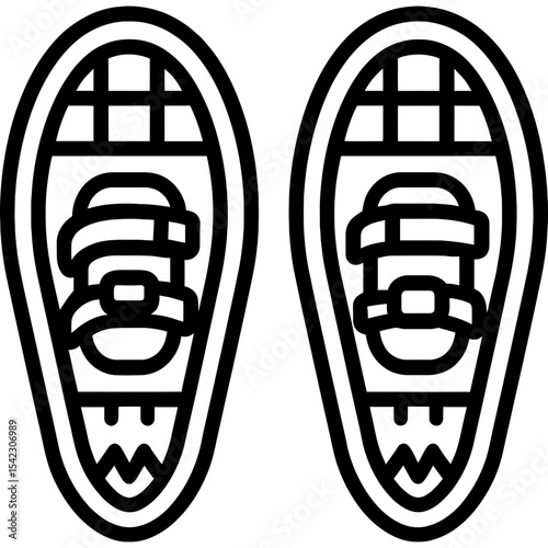 Snowshoes outline icon vector