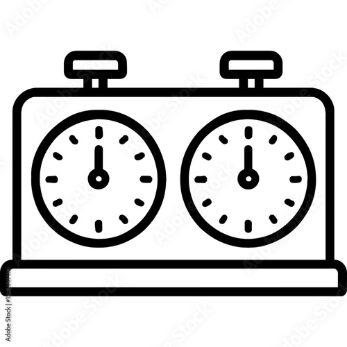 Chess clock outline icon vector