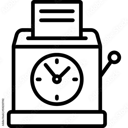 Time card punch clock outline icon vector