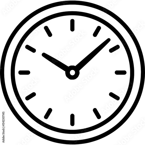 Analog wall clock outline icon vector