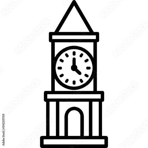 Clock tower outline icon vector