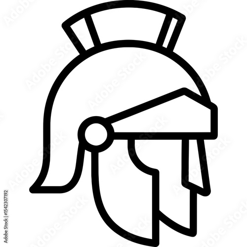 Minimalist outline of ancient helmet icon