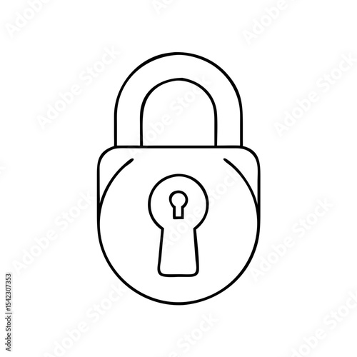 Simple line art illustration of a padlock with a keyhole, symbolizing security and protection, ideal for concepts related to safety, privacy, and digital security measures