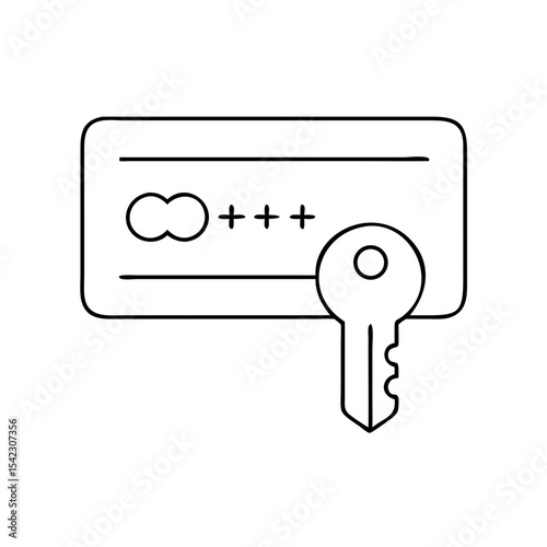 Credit card illustration with key symbolizing security and access, showcasing financial transactions and online shopping, emphasizing digital payment methods and consumer protection