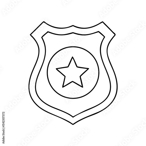 Shield emblem featuring a star in the center, designed with smooth lines and a classic shape, representing authority and protection in law enforcement and security themes