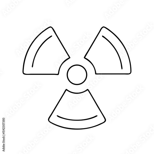 Radiation symbol illustration, featuring a bold black design on a white background, representing nuclear energy and safety, conveying caution and awareness in environmental contexts