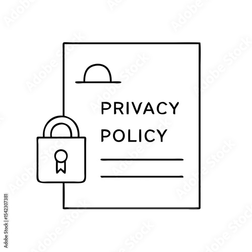 Privacy policy document with a padlock symbol, representing security and confidentiality, emphasizing the importance of data protection and user privacy in digital environments